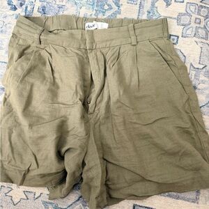 Elodie Olive Green Pleated Shorts